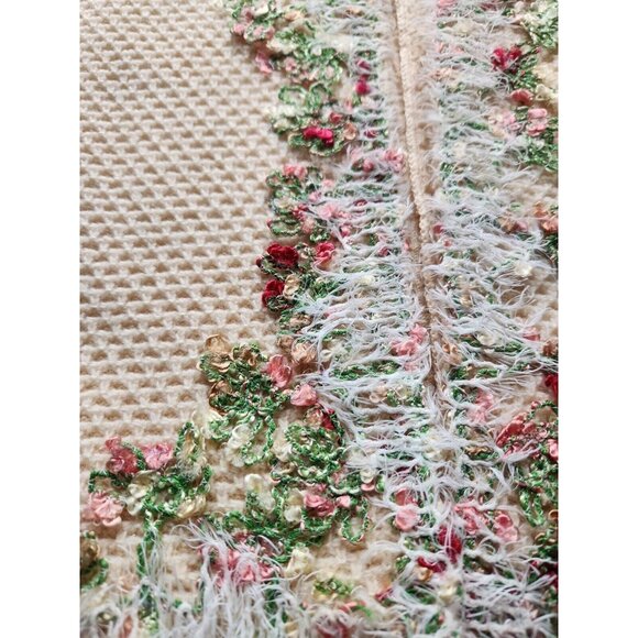 Carolina Herrera Jacket Large Tweed Pattern Jacket Flowers Virgin Wool - Picture 4 of 9